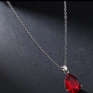 Charm silver plated necklaces drop water blue crystal